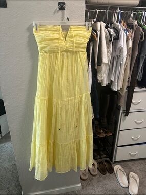 Tie neck Yellow Maxi Dress